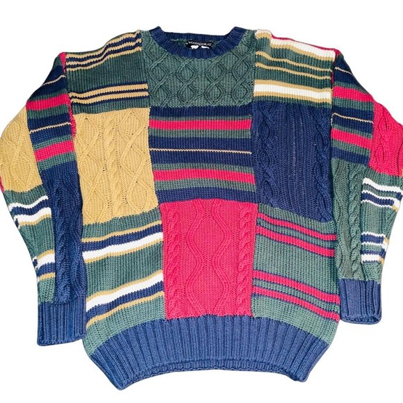 Vintage Other - Vintage Woods & Gray Colorblock Patchwork Cosby Ugly Sweater Medium (fits Large)